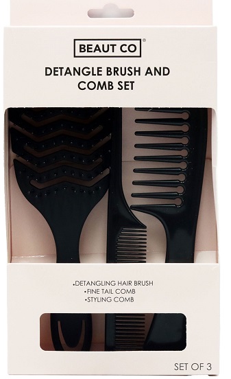 BEAUT CO DETANGLE BRUSH AND COMB SET